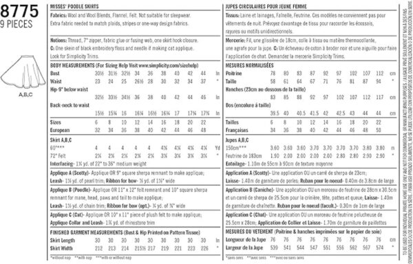 Simplicity Patterns US8775HH Disfraz de HH 681012