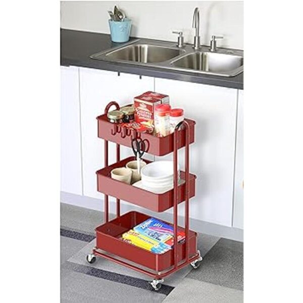 SimpleHouseware Carrito de metal resistente de 3 niveles_5