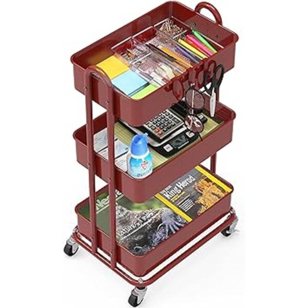 SimpleHouseware Carrito de metal resistente de 3 niveles_3