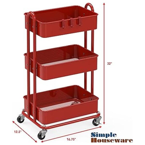 SimpleHouseware Carrito de metal resistente de 3 niveles_6