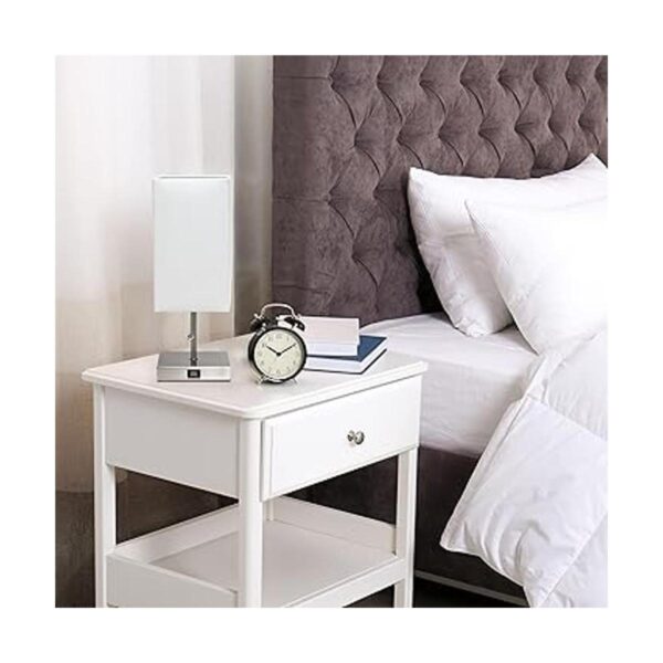 Simple Designs LT1087WHT Lámpara de mesa base de níquel