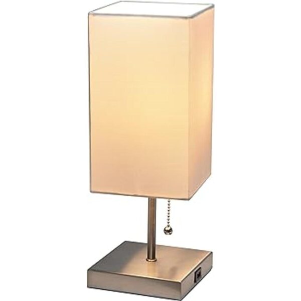 Simple Designs LT1087WHT Lámpara de mesa base de níquel