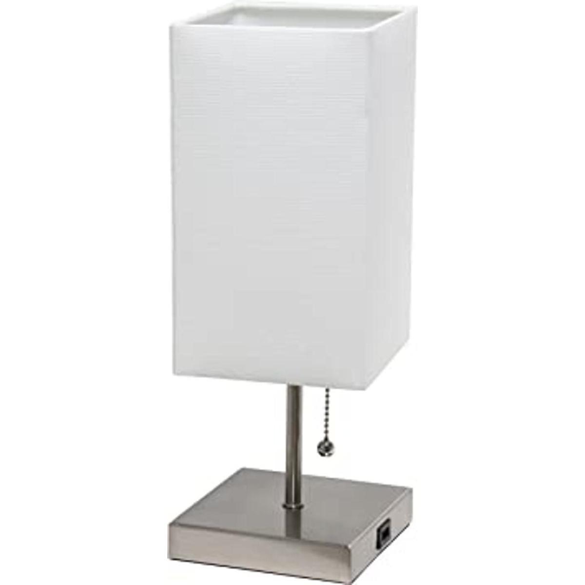 Simple Designs LT1087WHT Lámpara de mesa base de níquel