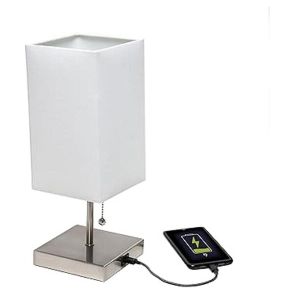 Simple Designs LT1087WHT Lámpara de mesa base de níquel