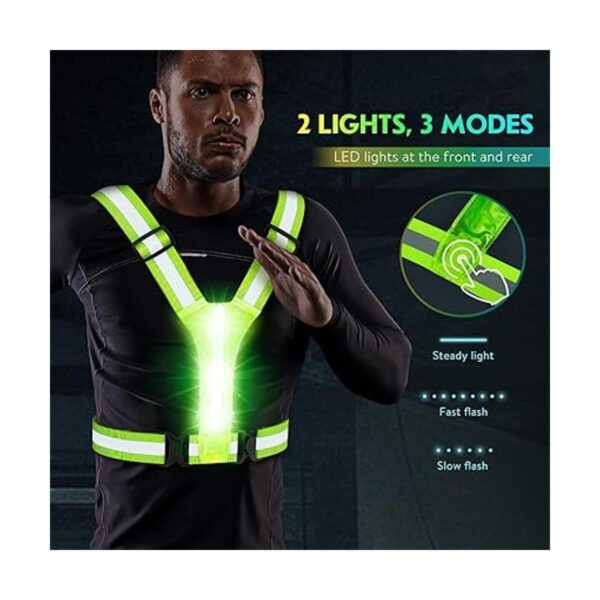 Simket Chaleco reflectante con luz LED para caminar por la_5