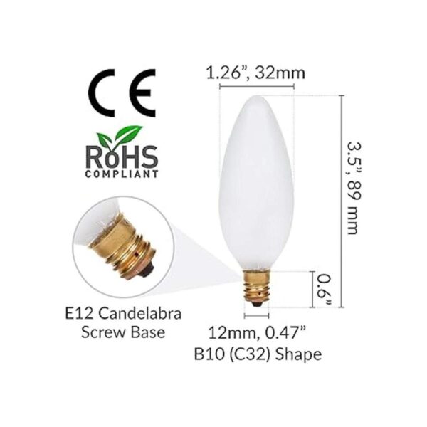 Simba Lighting Candelabro Torpedo esmerilado B10 25W E12