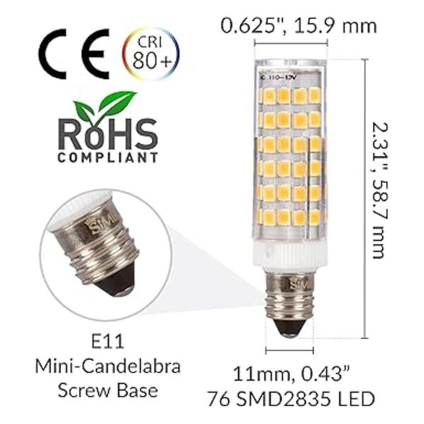 Simba Lighting LED E11 T4 MiniCandelabra JD Light Bulb 5W
