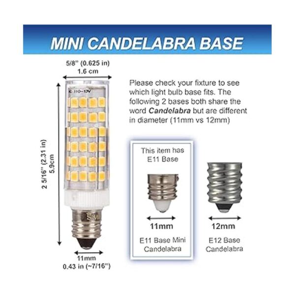 Simba Lighting LED E11 T4 MiniCandelabra JD Light Bulb 5W
