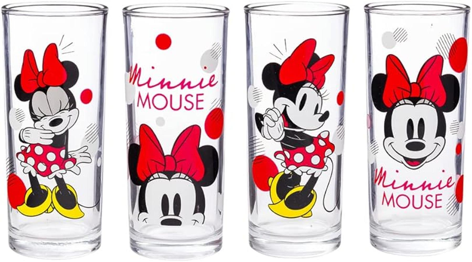 Silver Buffalo Disney Minnie Red Stripe Dots Juego de 4