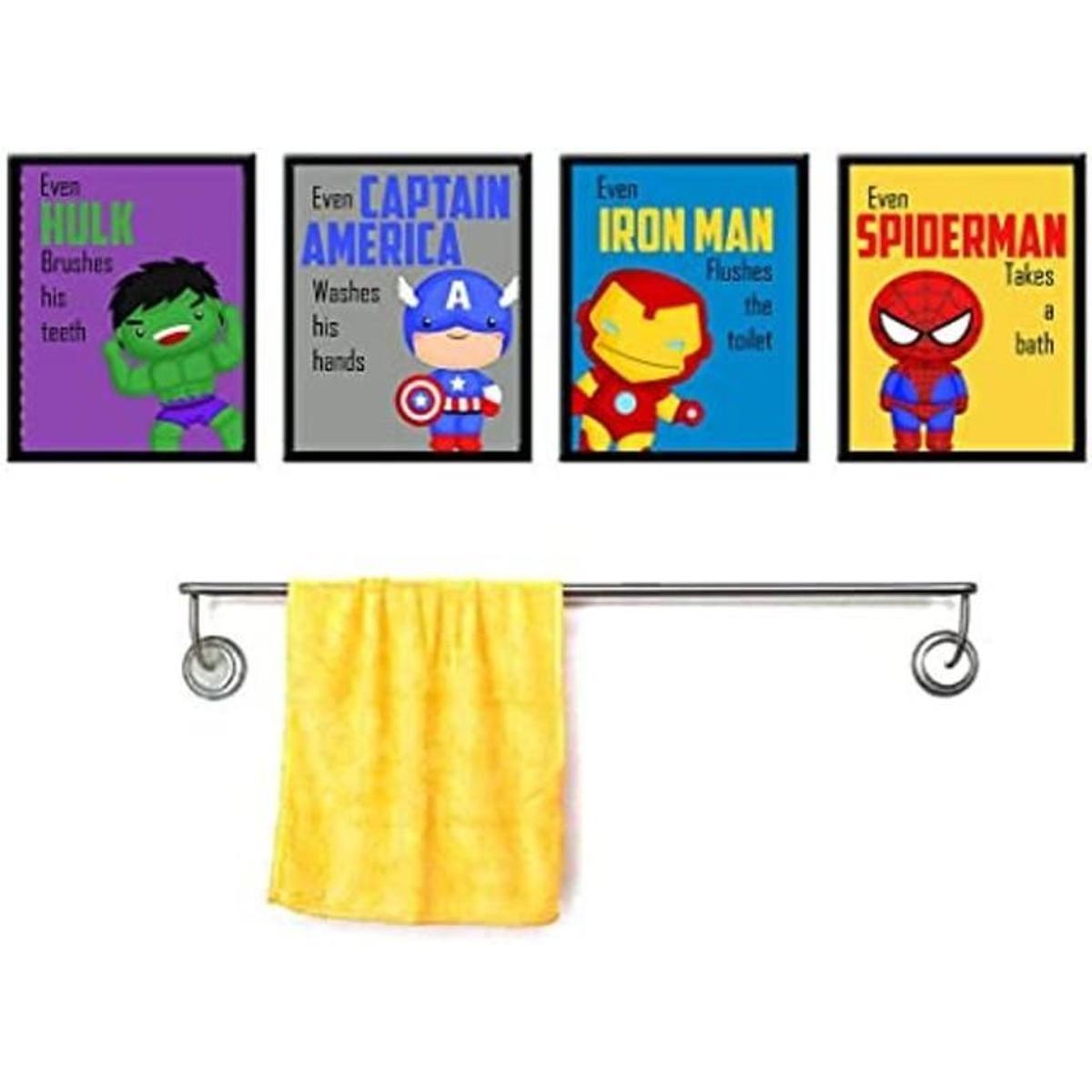 Silly Goose Gifts Recordatorios de baño de superhéroe para