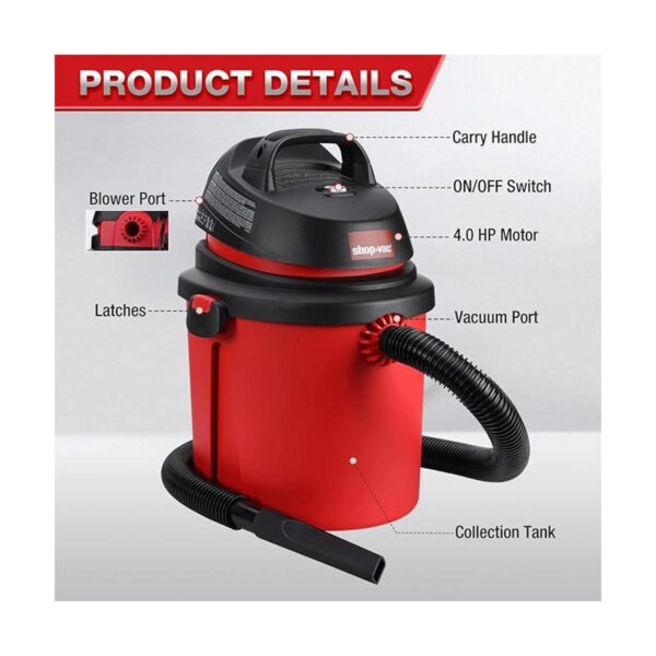 ShopVac Aspiradora de 4 galones y 4.0 Peak HP aspiradora_2