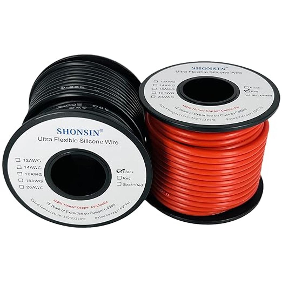 Shonsin Alambre de silicona de calibre 16 de 50 pies