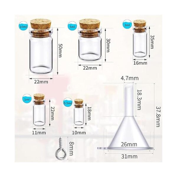 Sherli 45 mini botellas de vidrio con 50 tornillos para