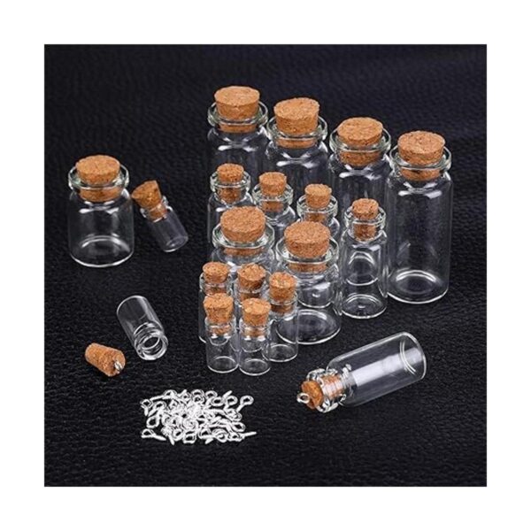 Sherli 45 mini botellas de vidrio con 50 tornillos para
