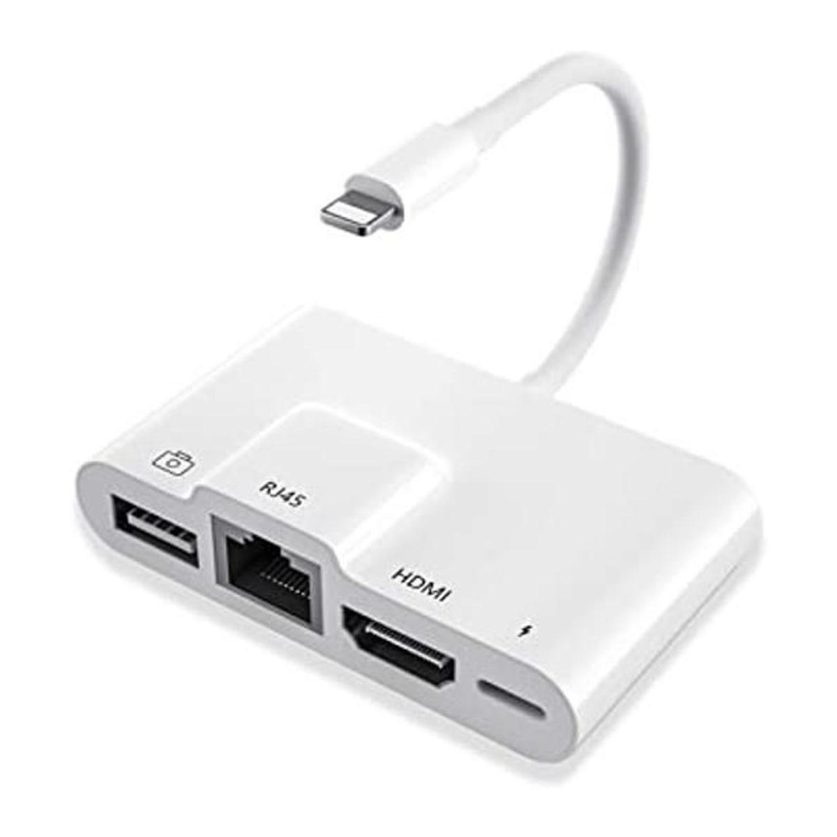 Sharllen Adaptador Ethernet RJ45 4 en 1 Lightning a HDMI