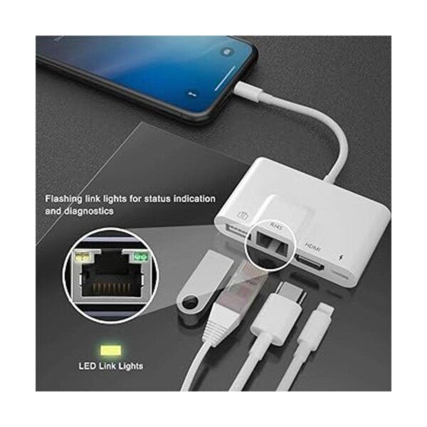 Sharllen Adaptador Ethernet RJ45 4 en 1 Lightning a HDMI_3
