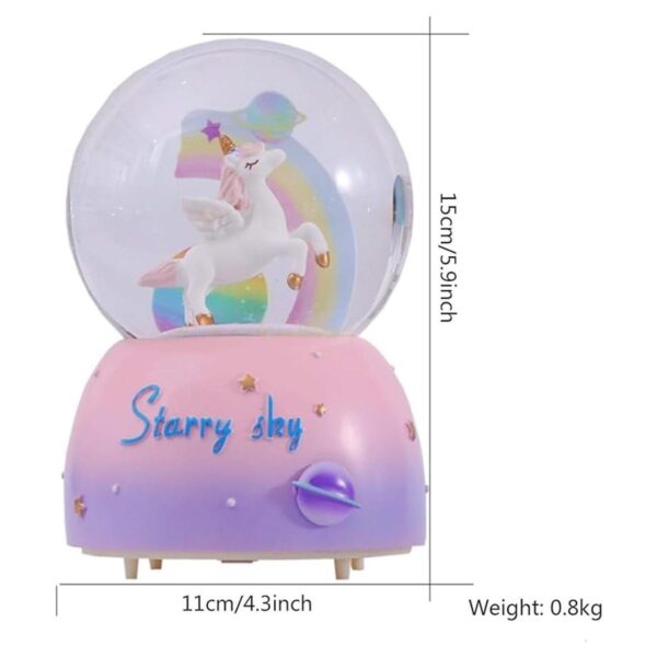 Sethruki Unicorn Music Snowball caja de música de 3.94