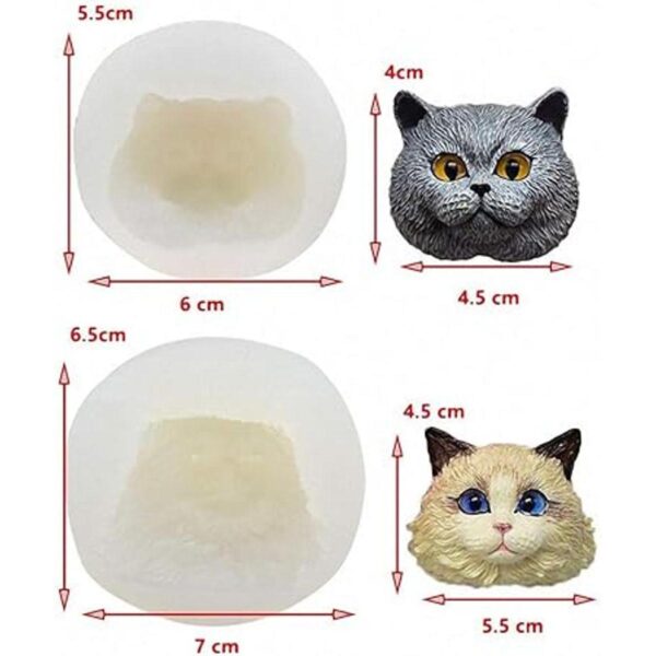 Set of 2 Pet Cat Silicone Resin Molds British Shorthair