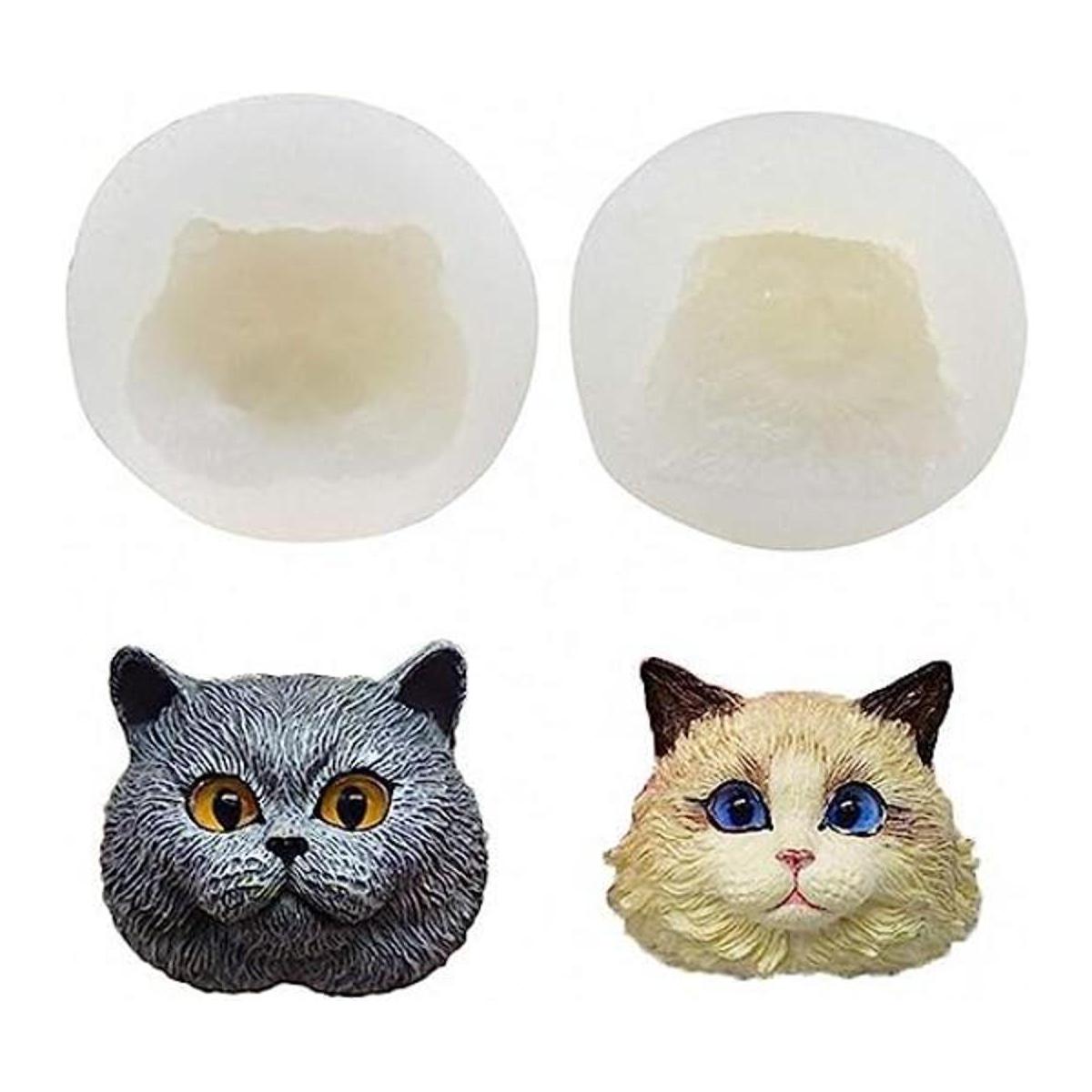 Set of 2 Pet Cat Silicone Resin Molds British Shorthair