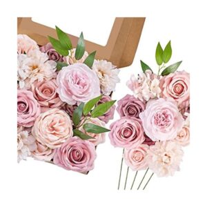 Serwalin Flores artificiales de color rosa rubor flores_1