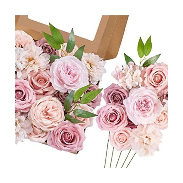 Serwalin Flores artificiales de color rosa rubor flores_1