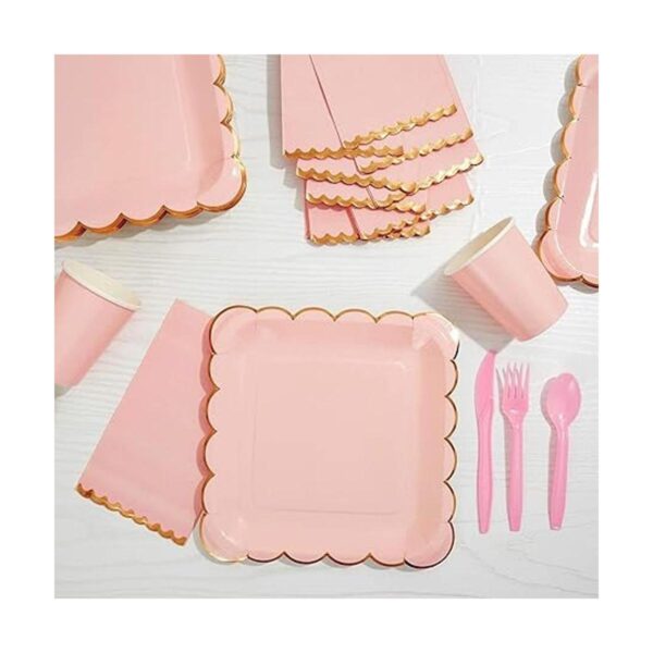 Servilletas de papel festoneadas de color rosa brillante_2