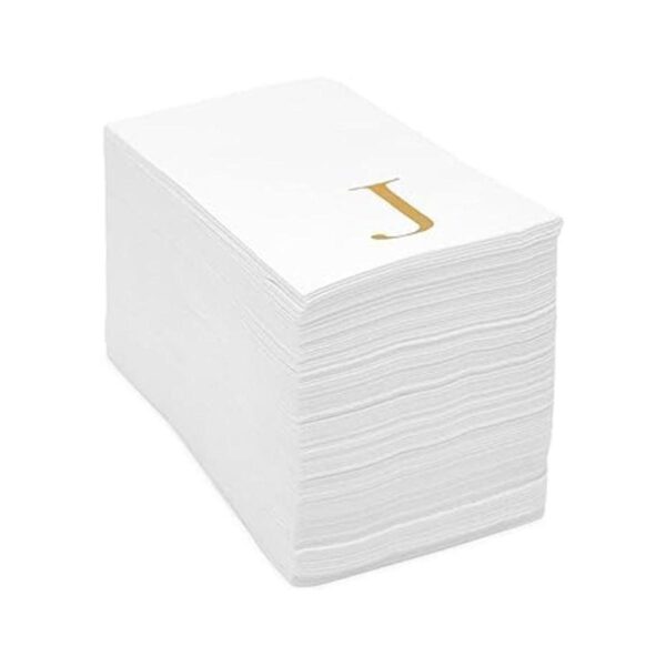 Servilletas de papel con monograma blanco de la letra J_5