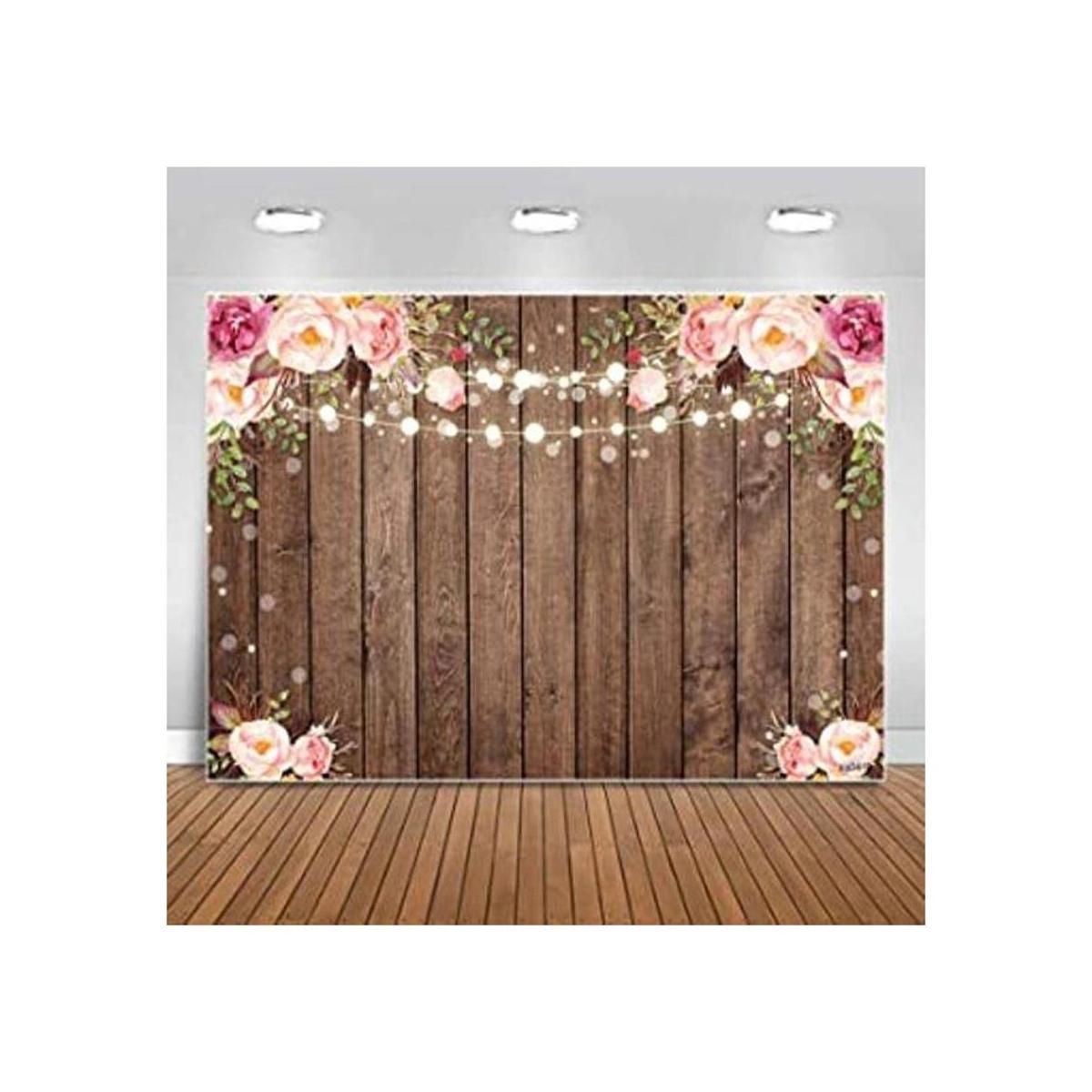 Sensfun Fondo floral de madera rústica de 7 x 5 pies para