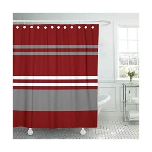 Semtomn Cortina de ducha carmesí de color rojo gris y