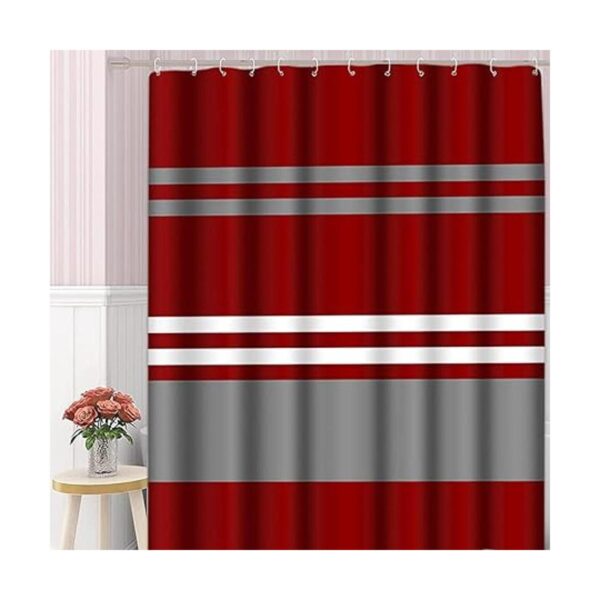 Semtomn Cortina de ducha carmesí de color rojo gris y