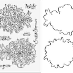 Sellos y troqueles transparentes de lazo de flores para