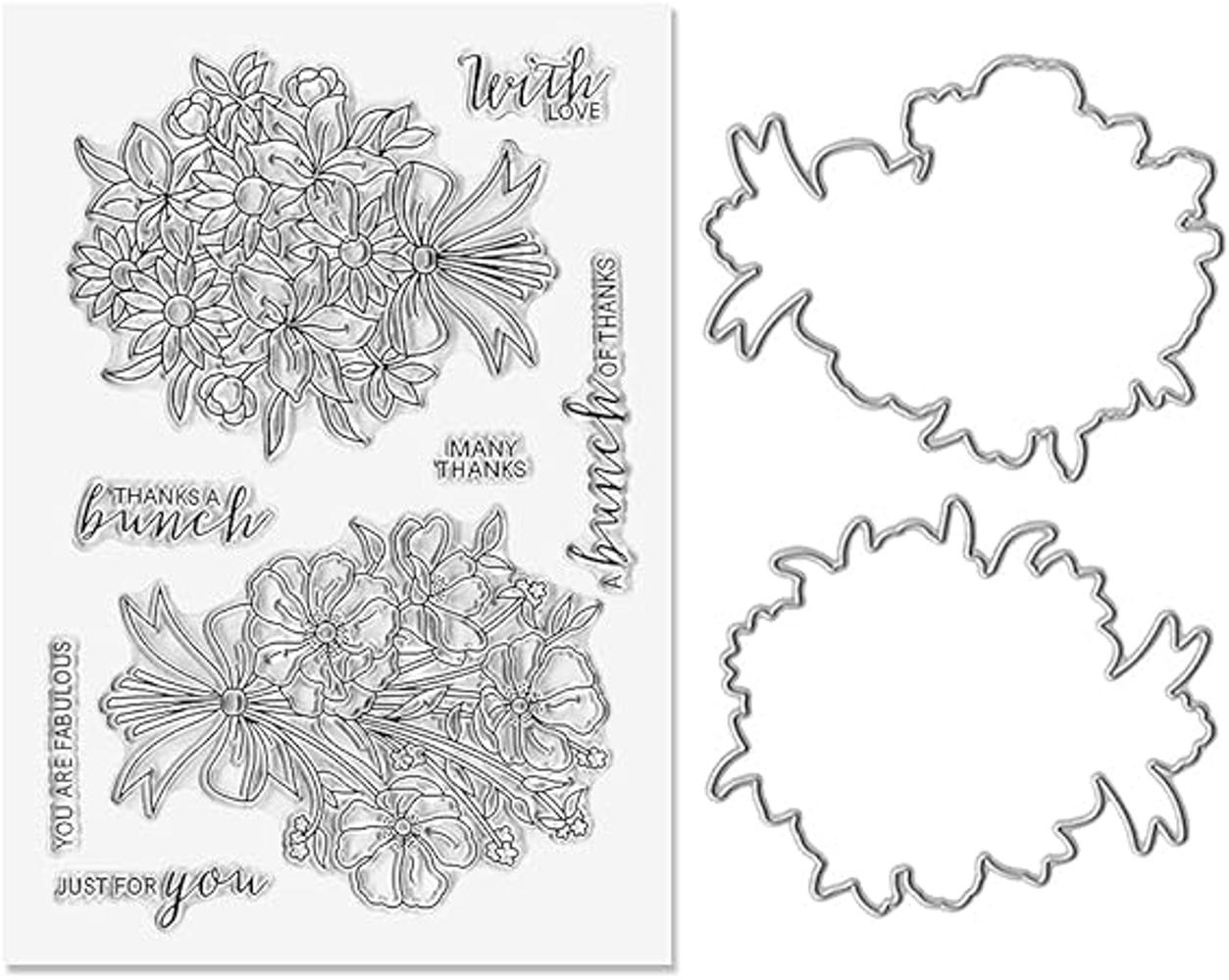 Sellos y troqueles transparentes de lazo de flores para