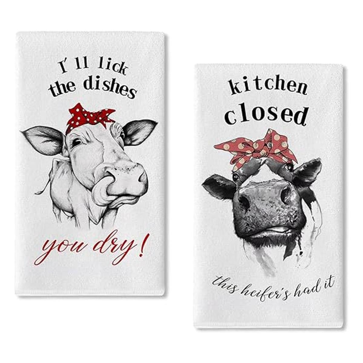 Seliem Divertida toalla de cocina de vaca de granja