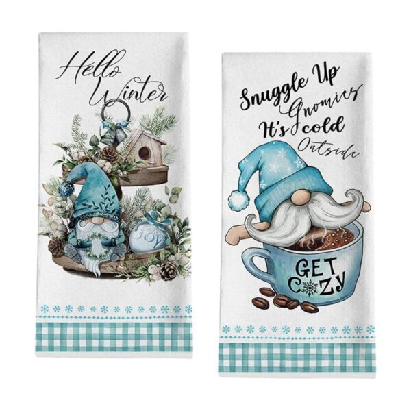 Seliem Hello Winter Gnome Joy Toalla de cocina con diseño