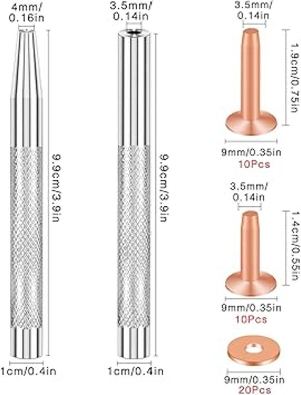 SelfTek 20 remaches y rebabas de cobre 0.551 in y 0.748