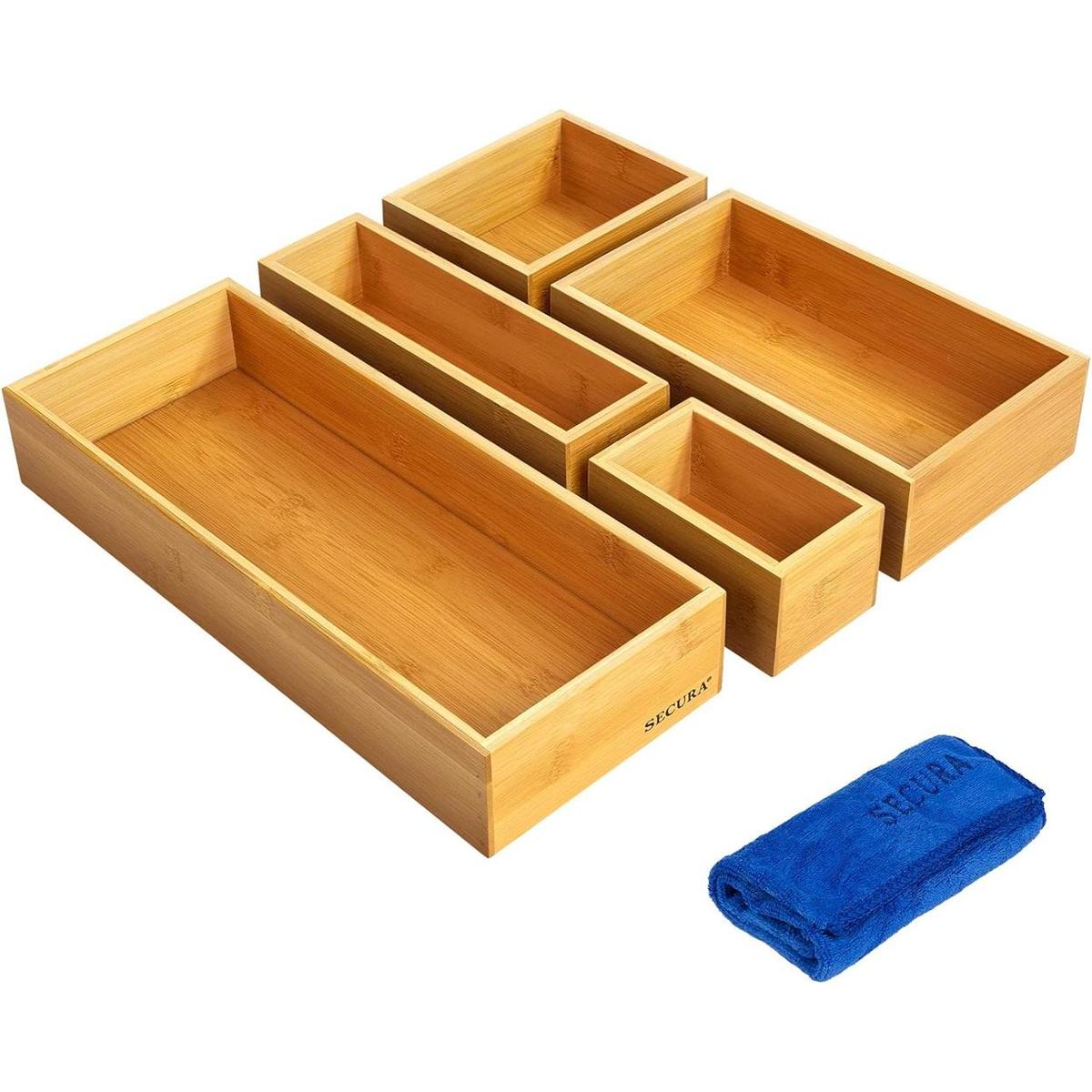 Secura Juego de 5 cajas organizadoras de utensilios para