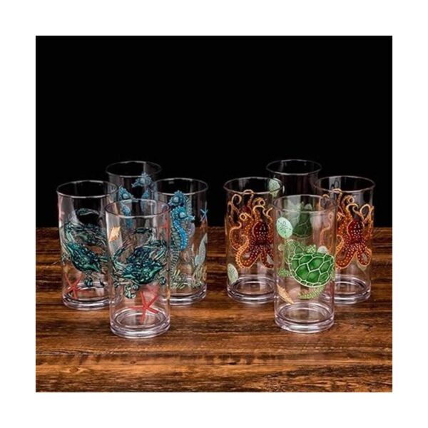 Sea Ocean Life Juego de 4 vasos de plástico de 20 onzas_5