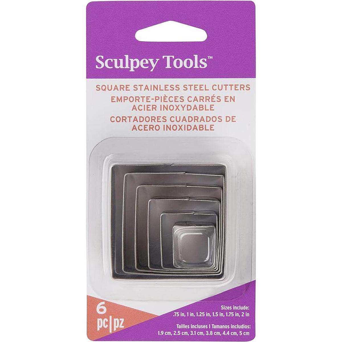 Sculpey Tools Juego de 6 cortadores cuadrados de acero