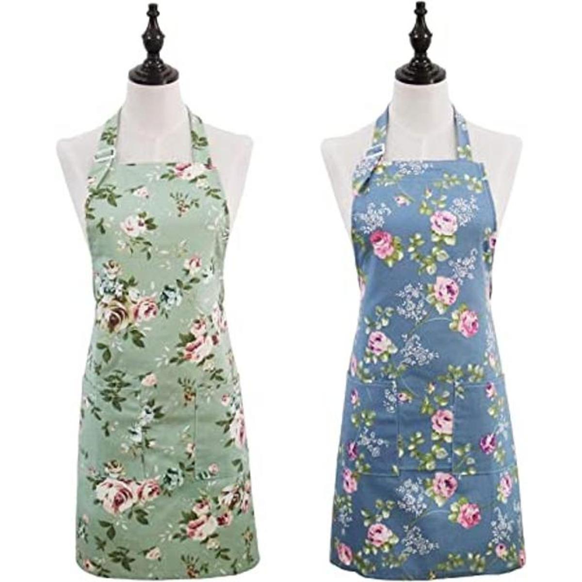 Saukore Delantales florales para mujer paquete de 2