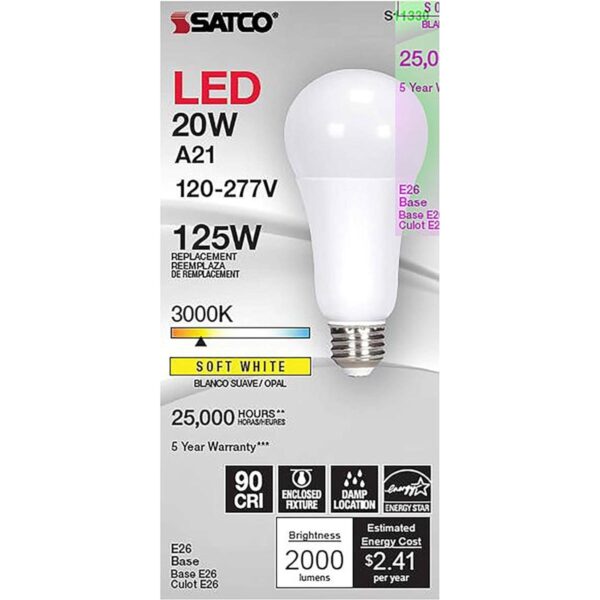 Satco S11330 Lámpara LED A21 3000 K ángulo de haz de 220_2