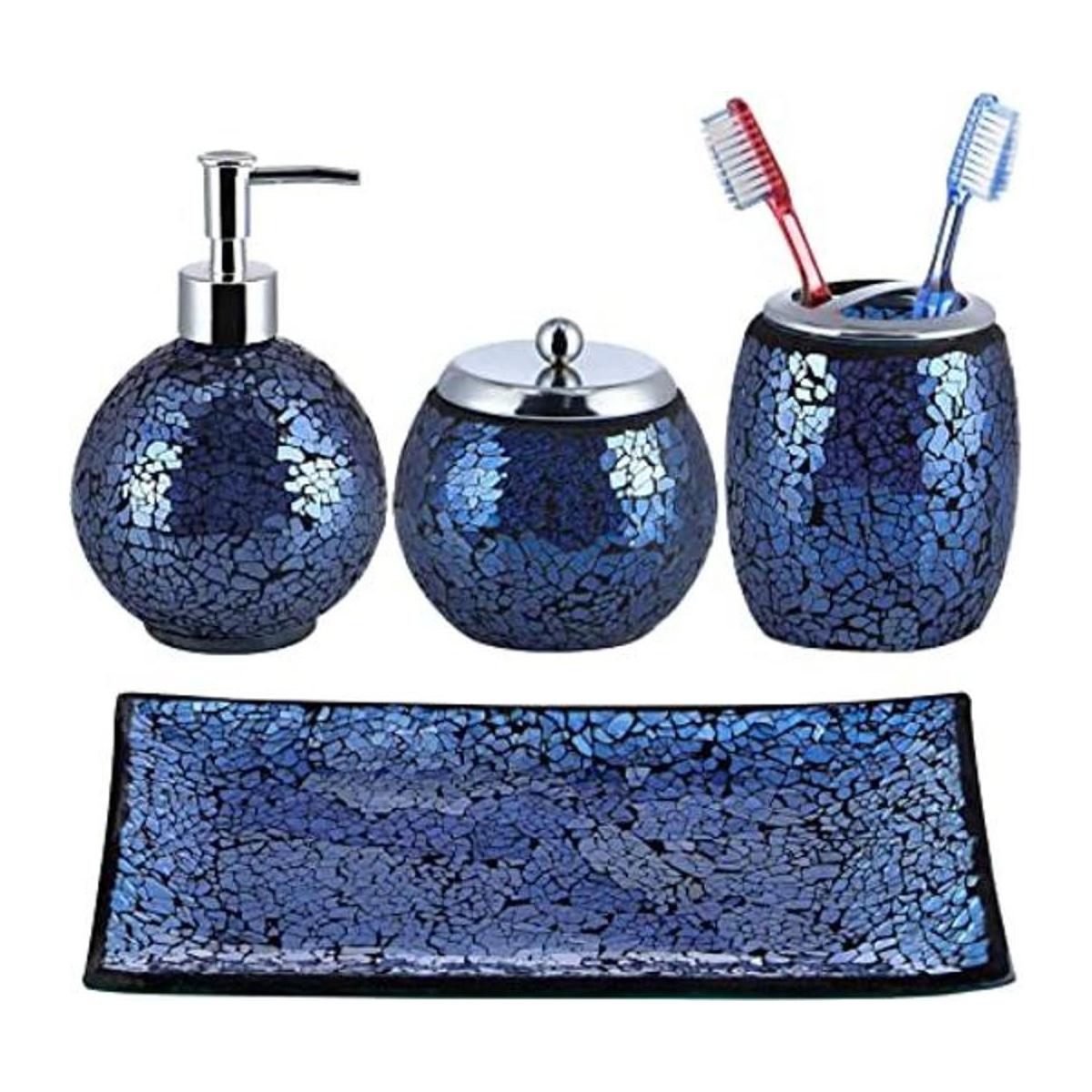 Sanbege Juego de 4 accesorios de baño de vidrio de