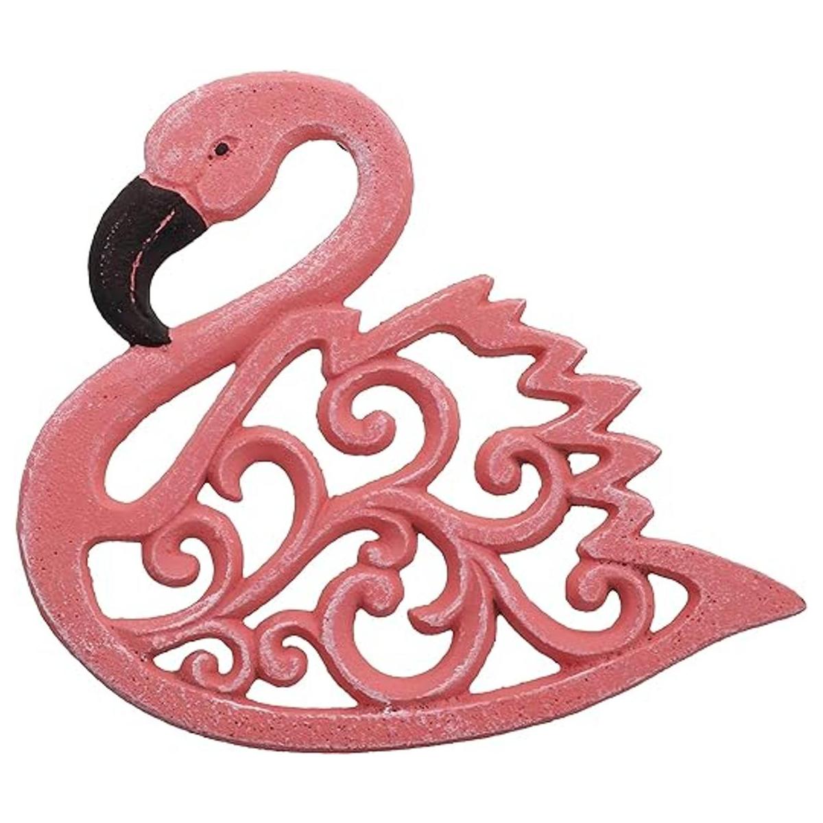 Salvamanteles de flamenco rosa de hierro fundido para