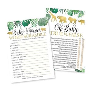 Safari Baby Shower Games Juego de 2 juegos de doble cara_1
