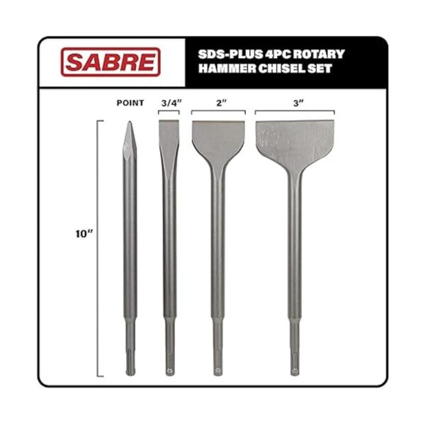 Sabre Tools SDS Plus Juego de cinceles de 4 piezas punta
