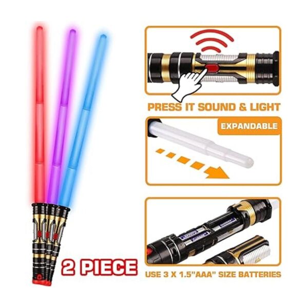 Sable iluminado 2 en 1 LED 3 colores juego de espadas_2