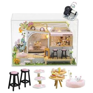 SYW DIY luces LED miniatura casa de muñecas kit gato café_1
