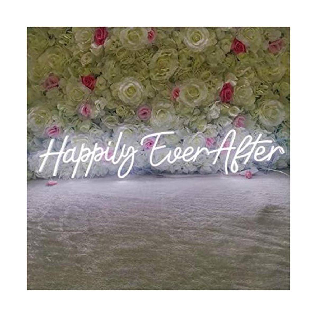 SYLHOME Letrero de luz LED de neón Happily Ever After de