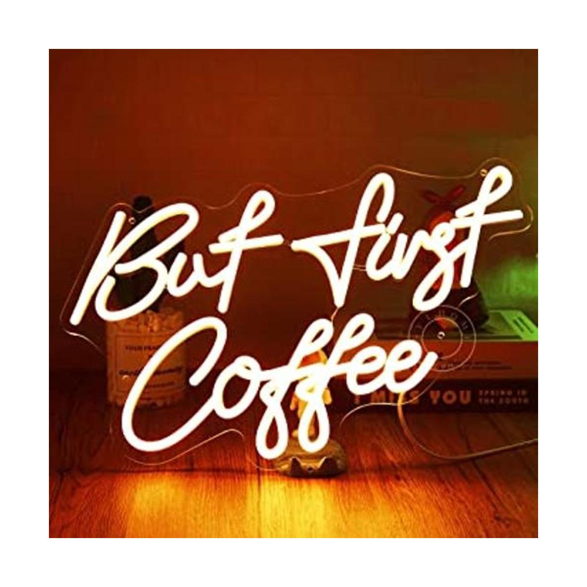 SYLHOME But First Coffee Letreros de luz LED de neón de