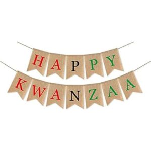 SWYOUN Guirnalda de arpillera Happy Kwanzaa con diseño de_1