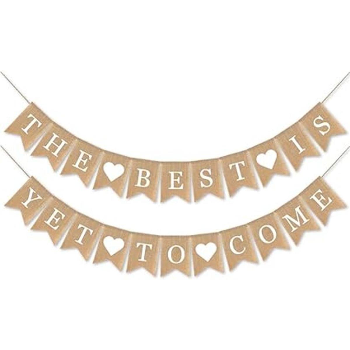 SWYOUN Burlap The Best is Yet to Come Banner Bachelorette